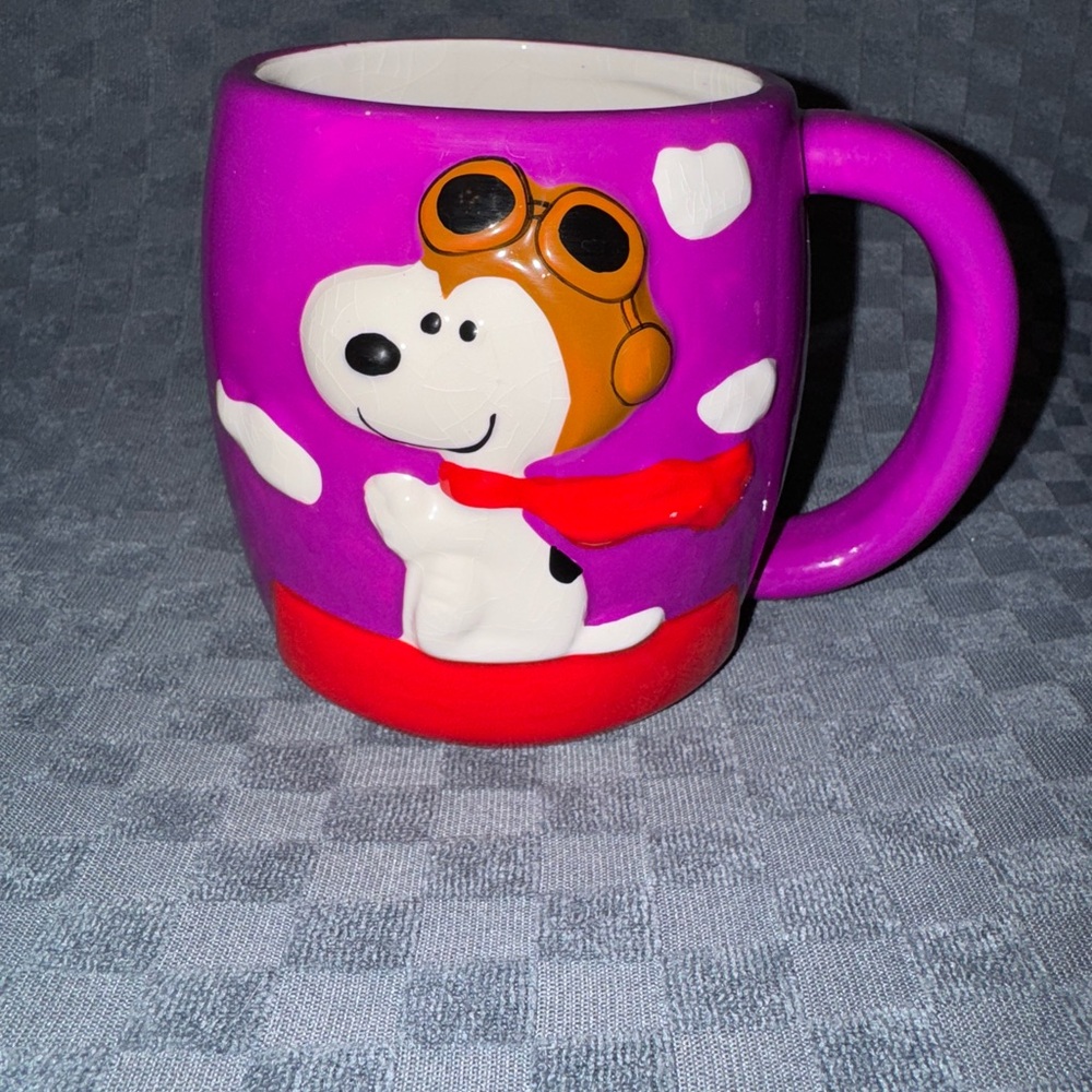 Purple Snoopy Mug with Red Accents